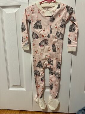 Burt's Bees Baby Pink Bear Print Footed One-Piece